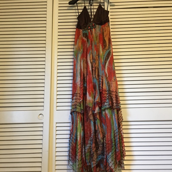 Bebe Long Multicolor dress with beading - Picture 2 of 6